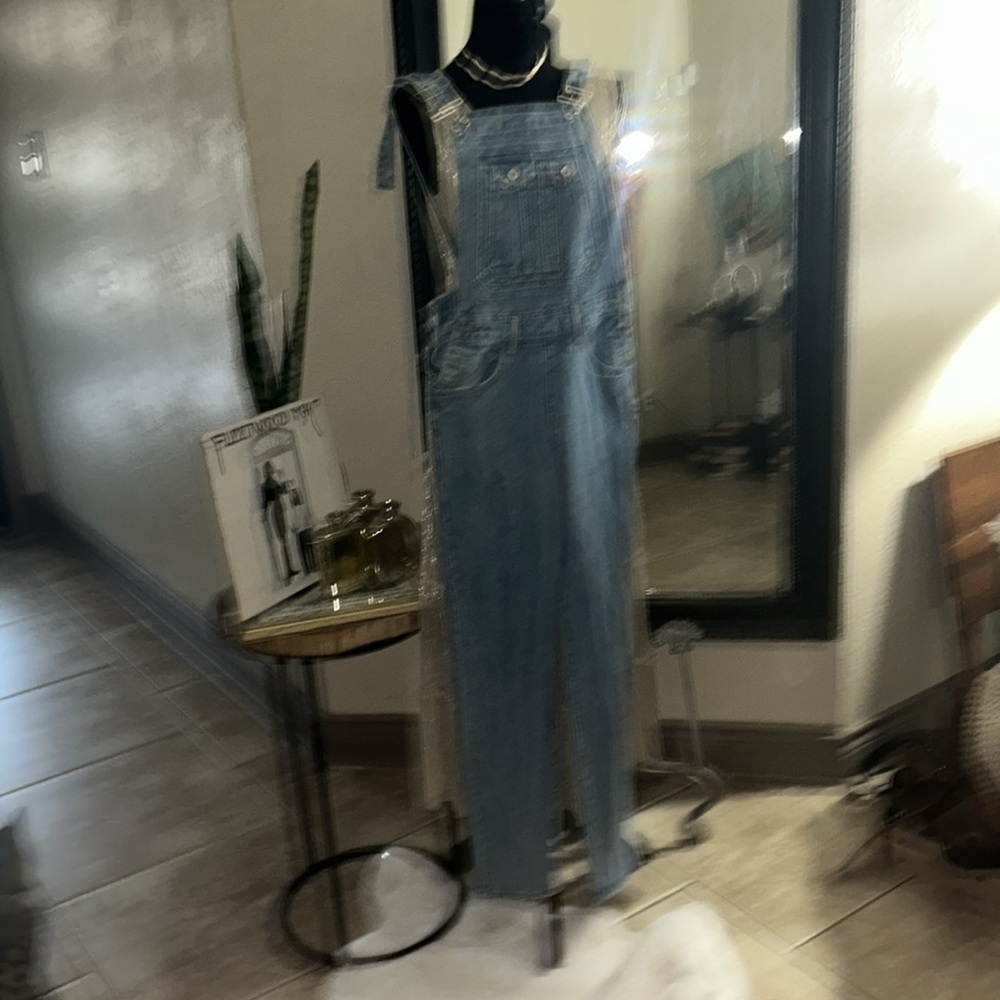 Light wash denim overalls
